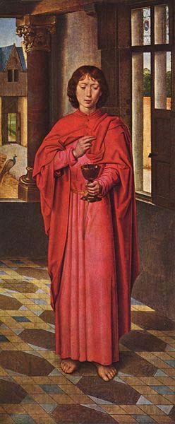 Hans Memling Marienaltar des Sir John Donne of Kidwelly, rechter Flugel: Evangelist Johannes Spain oil painting art